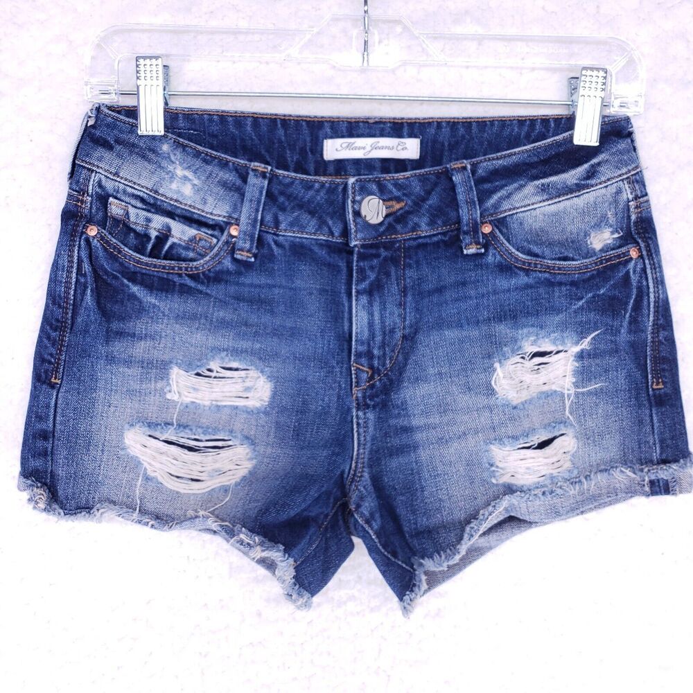 Mavi Jeans Co Blue Jean Shorts Womens Size 1 Mid Rise Denim Casual Pants